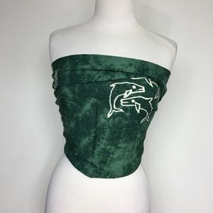 ISLA Girl Hawaii Green Tie Dye Dolphin Tribal Print Fringe Edge Long Scarf Boho